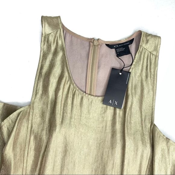 Armani Exchange Gold Metallic Short Dress NWT 12 - Picture 8 of 16